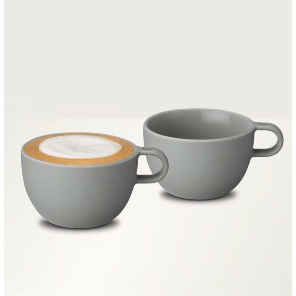 NWT Nespresso Barista Collection Cappuccino Coffee Mug Set Of 2 Gray Medium